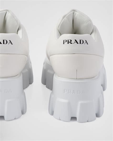 prada soft padded nappa leather lace-up shoes|Women's Lace.